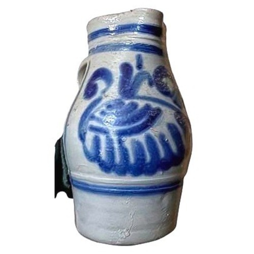 Beer Stein Stoneware Blue Gray Rustic German Style Pottery Vintage Barware Mug